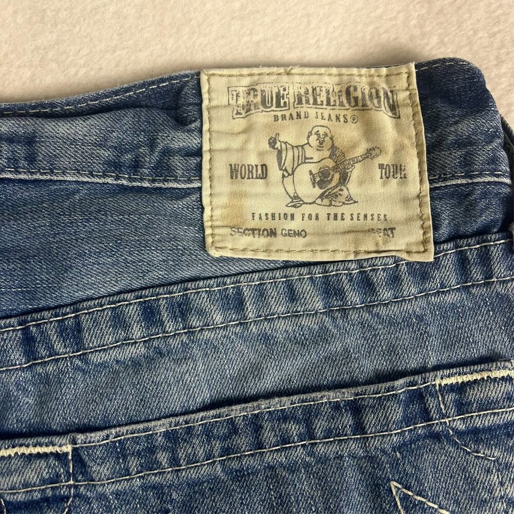 True Religion Jeans Men's Size 31 Geno Super T Straight Ombre Frayed Button Fly - Picture 12 of 16